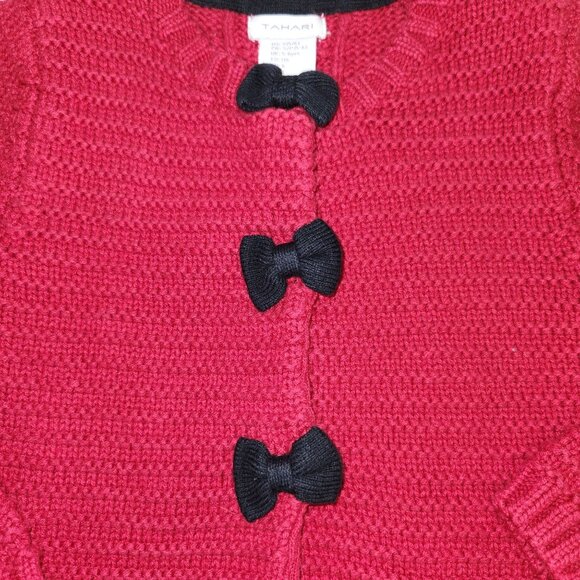 Tahari Girls 5/6 Red Heavy Cable Chuncky Knit Long Sleeve Sweater 2314 - Picture 3 of 6